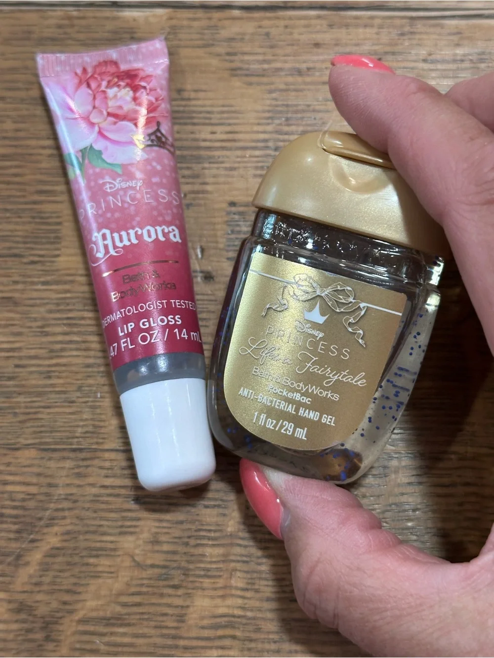 Disney Princess Aurora Pink Lip Gloss & Gold Hand Gel Duo